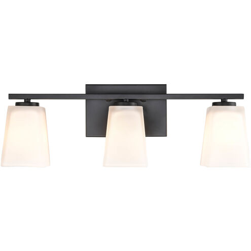 None 3 Light 21 inch Matte Black Bathroom Vanity Light Wall Light